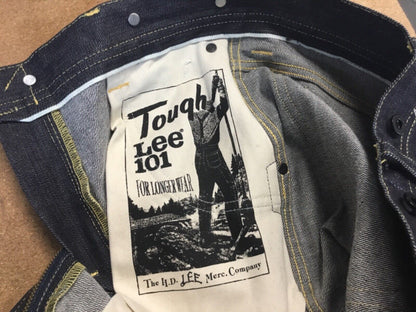 VTG NWOT LEE 101S LOGGER SELVEDGE RAW DENIM ROCKABILLY JEANS RRP £250 30W 34L