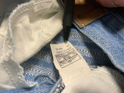 VTG USA UNION MADE LEE HERRINGBONE STRIPE DENIM HIGH WAIST JEANS WORKWEAR 28W 31
