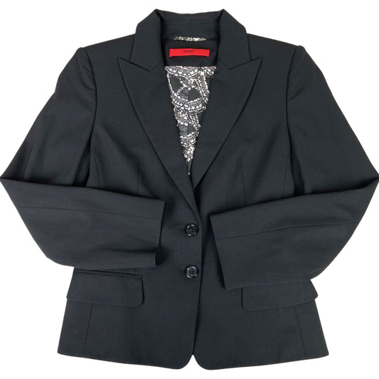 Vintage 90s 00s Black Hugo Boss Button Up Women's Fitted Blazer S 8/10