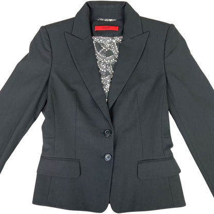 Vintage 90s 00s Black Hugo Boss Button Up Women's Fitted Blazer S 8/10