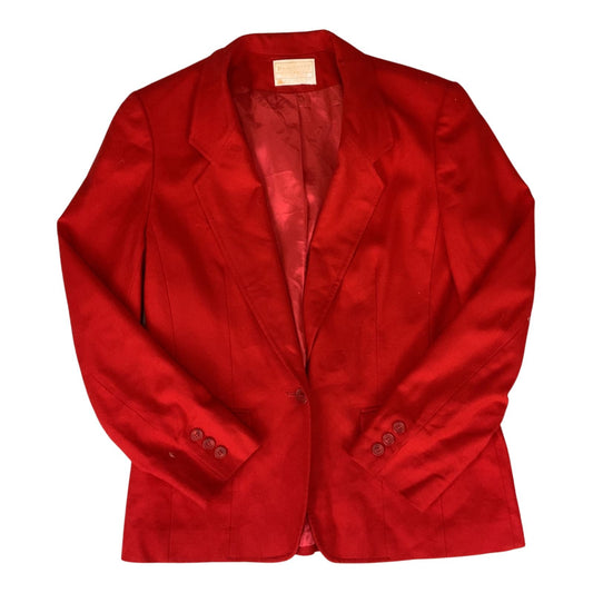 VINTAGE LADIES RED PENDLETON PURE VIRGIN WOOL BLAZER JACKET SIZE 10