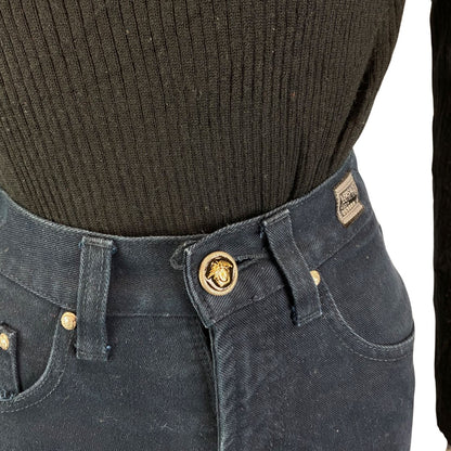 Vintage 90s Dark Blue DESIGNER Versace Jeans Couture Skinny Fit Mom Jeans XS 4 6