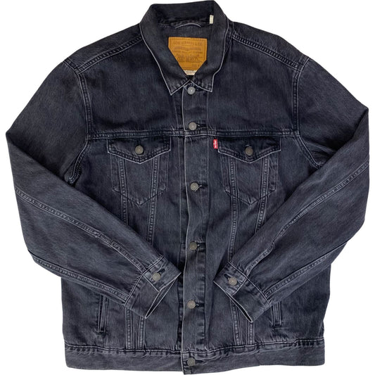BLACK LEVIS PREMIUM BIG E TYPE 3 TRUCKER DENIM JACKET RED TAB ROCKABILLY 42 L