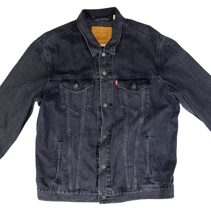 BLACK LEVIS PREMIUM BIG E TYPE 3 TRUCKER DENIM JACKET RED TAB ROCKABILLY 42 L