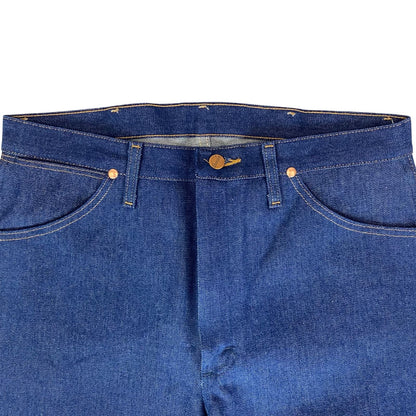 VTG 70s DEADSTOCK WRANGLER STRAIGHT LEG STIFF INDIGO JEANS  BROKEN TWILL 34W 32L