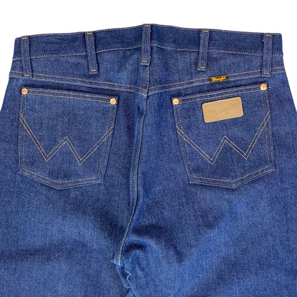 VTG 70s DEADSTOCK WRANGLER STRAIGHT LEG STIFF INDIGO JEANS  BROKEN TWILL 34W 32L