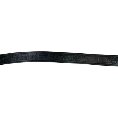 Vintage 90s 00s Black Leather Timberland Embossed Logo Spell-Out Chunky Belt M