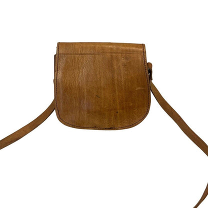 VINTAGE 60s 70s BROWN TOOLED LEATHER BOHO FLORAL VINE LEAFY MINI SHOULDER BAG