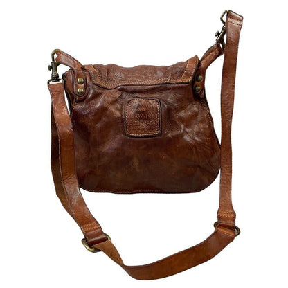 Vintage 80s Brown Campomaggi Embossed Embellished Cross Body Satchel Bag