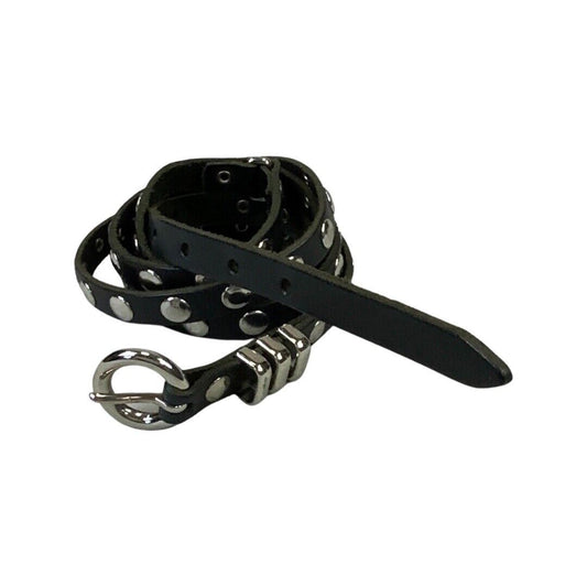 Vintage 90s 00s Black White Metal Studded Double Wrap Grunge IndieSleaze Belt L