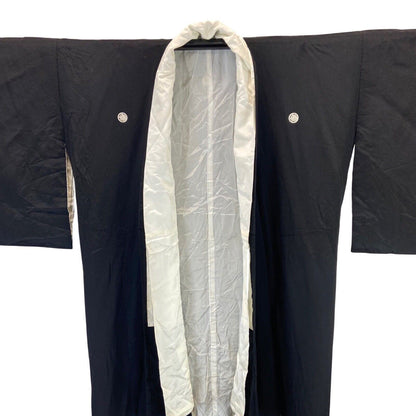 Vintage 70s 80s Black Gold Embroidered Embellished Silk Kimono