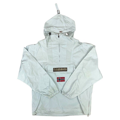 Y2K Light Blue Napapijri Geographic Rainforest 1/4 Zip Windbreaker XXL