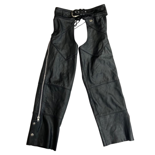 VTG GENUINE USA HARLEY DAVIDSON LEATHER CHAPS BIKER CHOPPER WESTERN M 30”-34”