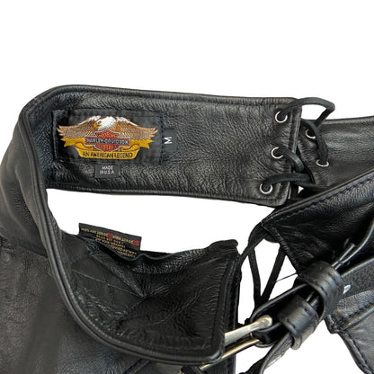 VTG GENUINE USA HARLEY DAVIDSON LEATHER CHAPS BIKER CHOPPER WESTERN M 30”-34”