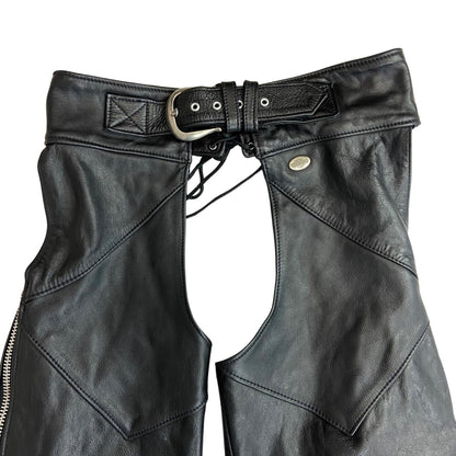 VTG GENUINE USA HARLEY DAVIDSON LEATHER CHAPS BIKER CHOPPER WESTERN M 30”-34”