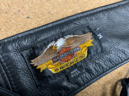 VTG GENUINE USA HARLEY DAVIDSON LEATHER CHAPS BIKER CHOPPER WESTERN M 30”-34”