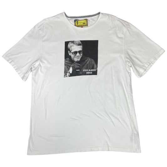 Y2k White Barbour International The Steve McQueen Collection Graphic T-Shirt XXL