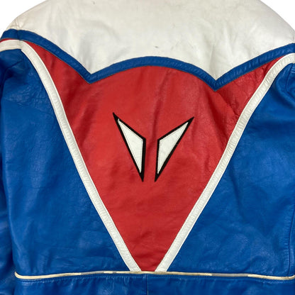 VTG 80s DAINESE ITALY LEATHER BIKER JACKET  ZIP MOTORCYCLE RACING ROCKER 44” L