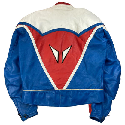 VTG 80s DAINESE ITALY LEATHER BIKER JACKET  ZIP MOTORCYCLE RACING ROCKER 44” L