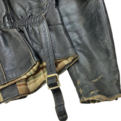 VTG 1960s HEAVY LEATHER BIKER JACKET LINED MULTI ZIP MOTORCYCLE ROCKER 36” S