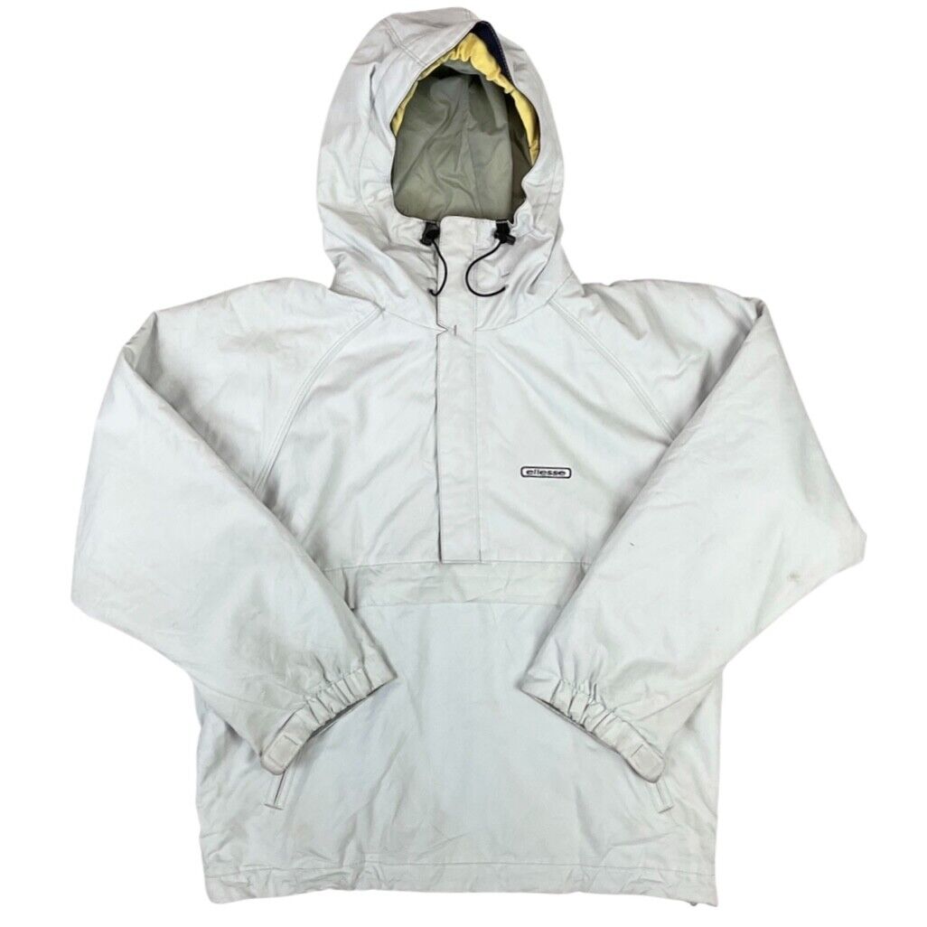 Vintage 90s White Ellesse Italia by Goldwin 1/2 Zip Overhead Windbreaker Large