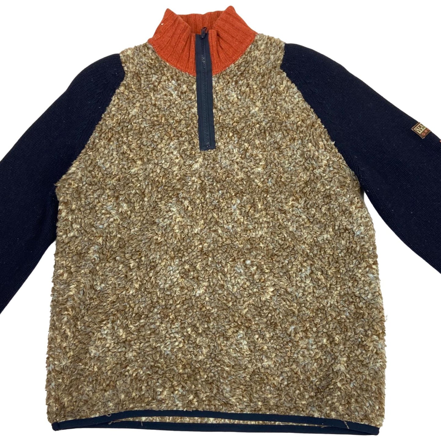 Vintage 00s Multicoloured Napapijri Fleece Jumper Quater-Zip Sweater Pullover L