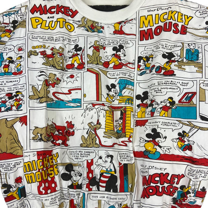 Vintage 80s 90 Reversible Mickey Mouse Disney Graphic Comic Sweater Pullover XXL