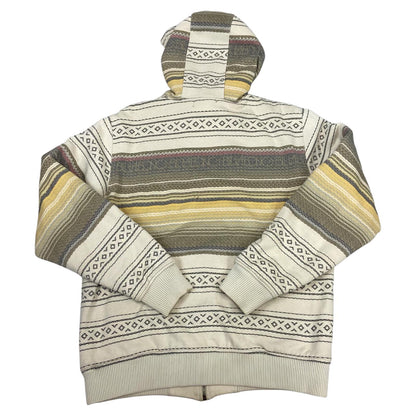 Vintage 00s Cream Billabong Geometric Patterned Zip-Up Hoodie Sweater Jumper M
