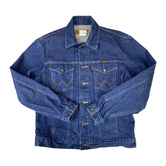 VTG 1980s WRANGLER DENIM JACKET TRUCKER WESTERN MOD ROCKABILLY 40” M