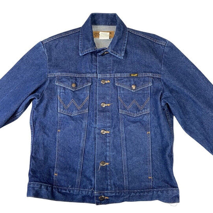 VTG 1980s WRANGLER DENIM JACKET TRUCKER WESTERN MOD ROCKABILLY 40” M