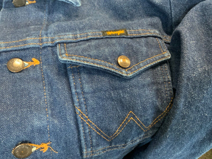 VTG 1980s WRANGLER DENIM JACKET TRUCKER WESTERN MOD ROCKABILLY 40” M