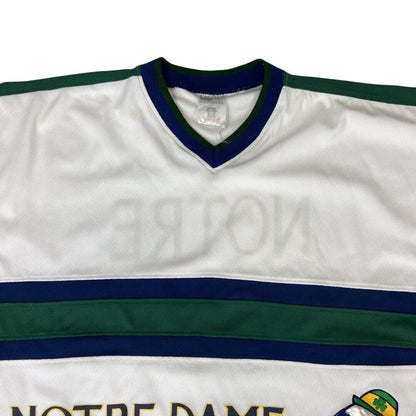 VTG 90s White, Green & Blue Twins Apparel Notre Dame Fighting Irish Jersey XXXL