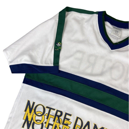 VTG 90s White, Green & Blue Twins Apparel Notre Dame Fighting Irish Jersey XXXL
