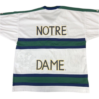 VTG 90s White, Green & Blue Twins Apparel Notre Dame Fighting Irish Jersey XXXL
