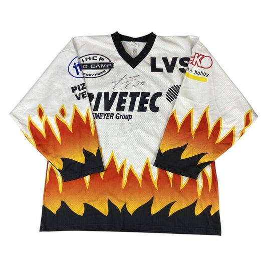 Autographed Patrik Eliáš Flaming White Hockey Jersey NHL XXXL