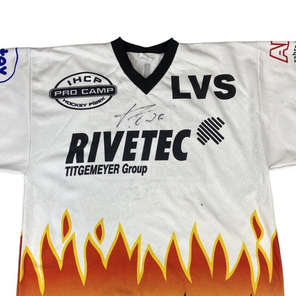 Autographed Patrik Eliáš Flaming White Hockey Jersey NHL XXXL