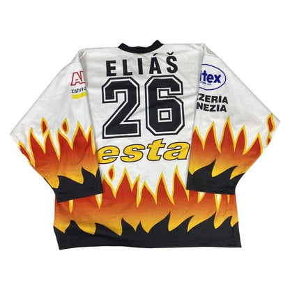 Autographed Patrik Eliáš Flaming White Hockey Jersey NHL XXXL