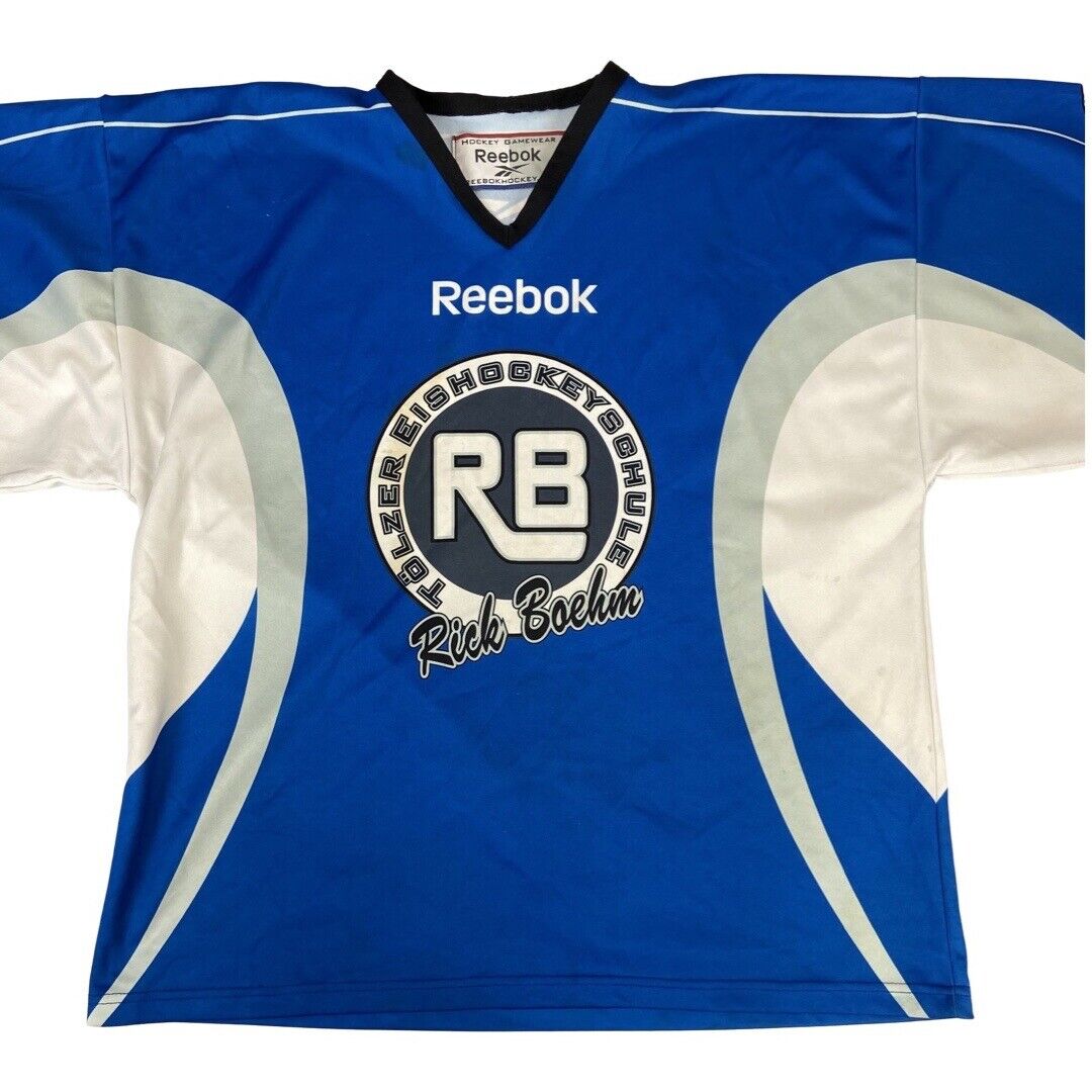 Reebok Autographed Blue & White Tölzner Eishockeyschule Rick Boehm XXL