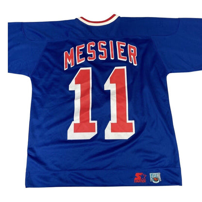 Vintage 90s Starter Blue New York Rangers NHL MESSIER #11 XXL