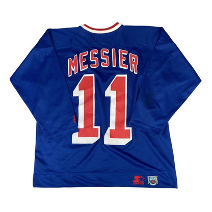 Vintage 90s Starter Blue New York Rangers NHL MESSIER #11 XXL