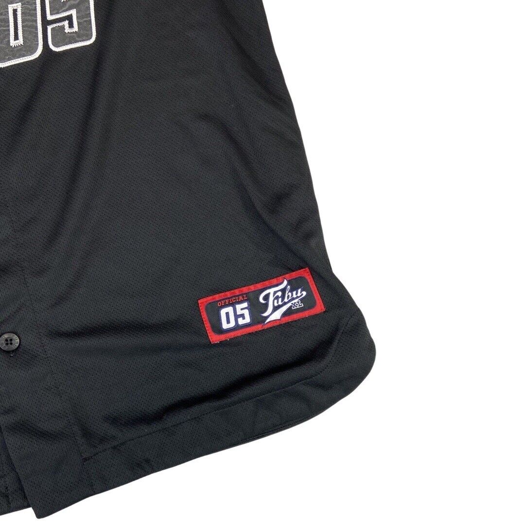 Vintage Black Fubu 05 Embroidered Button-Up Baseball Jersey Extra Large